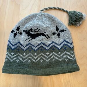 Wool Blend Fair Isle Knit Beanie Cap Men’s One Size Forest Green Grey Navy Black